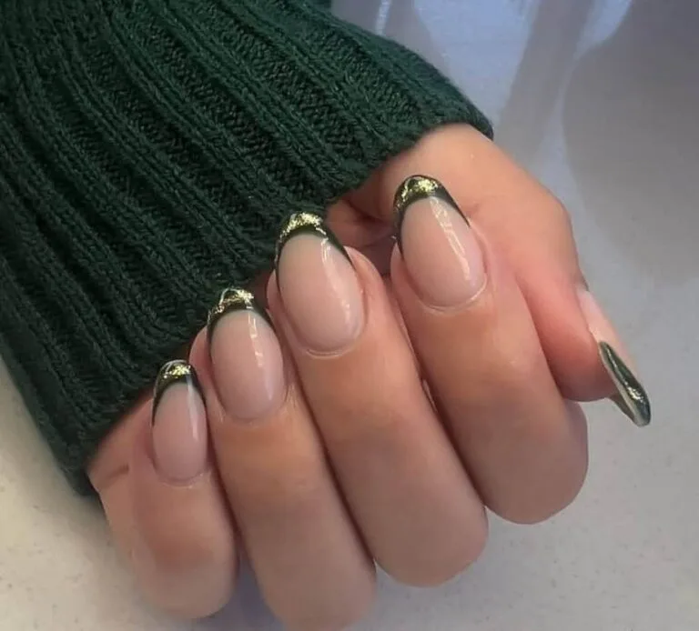 32 emerald and gold french tip nails tha 007 2f06eef5a7