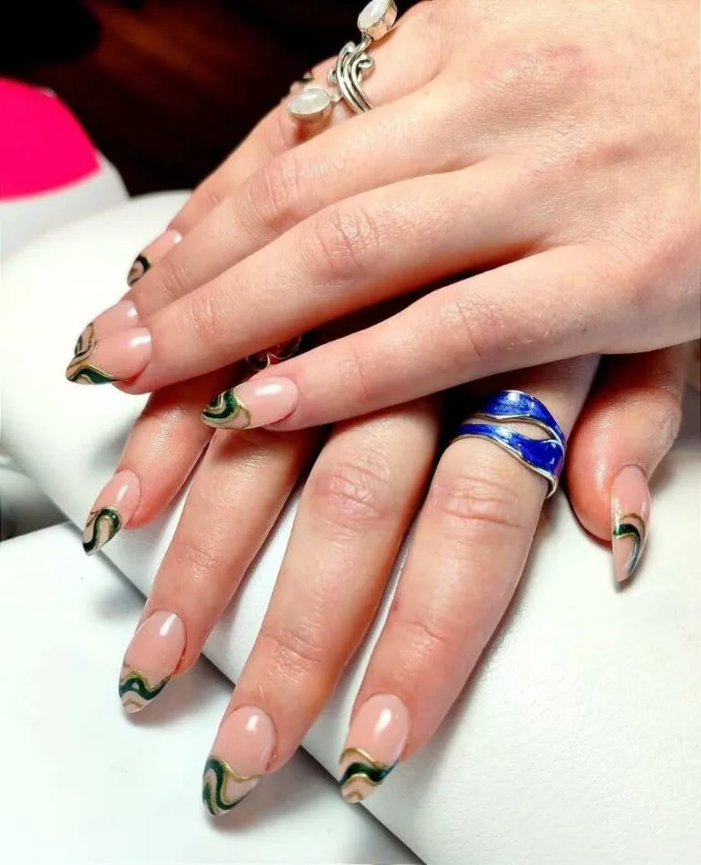 32 emerald and gold french tip nails tha 008 d860b8d920