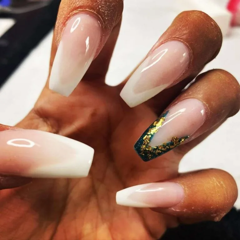 32 emerald and gold french tip nails tha 009 22363de2fb