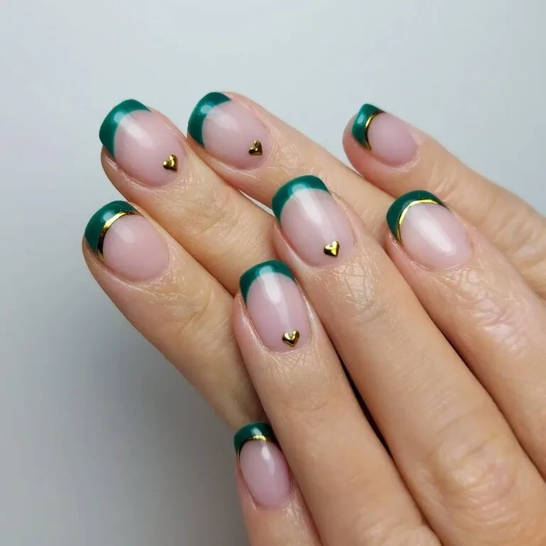 32 emerald and gold french tip nails tha 010 2b0c682003