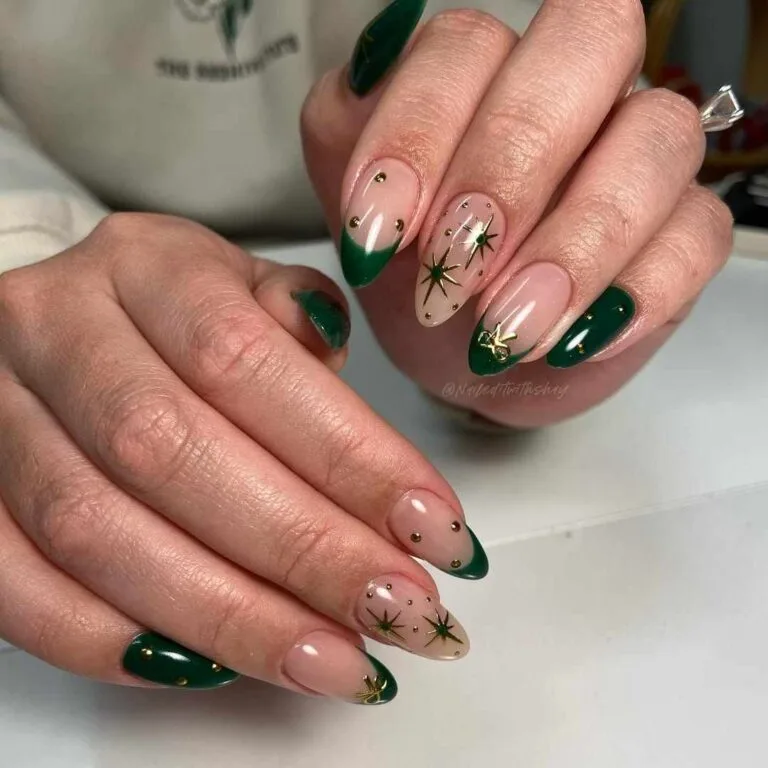 32 emerald and gold french tip nails tha 011 74156d613a