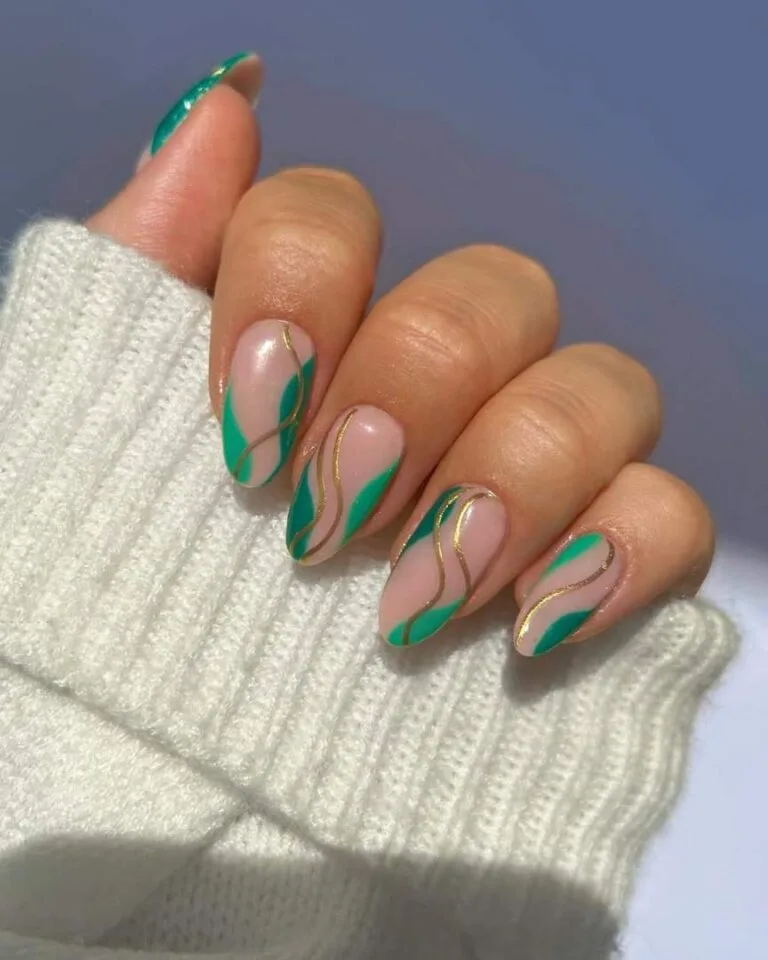 32 emerald and gold french tip nails tha 014 2e245ed8a6