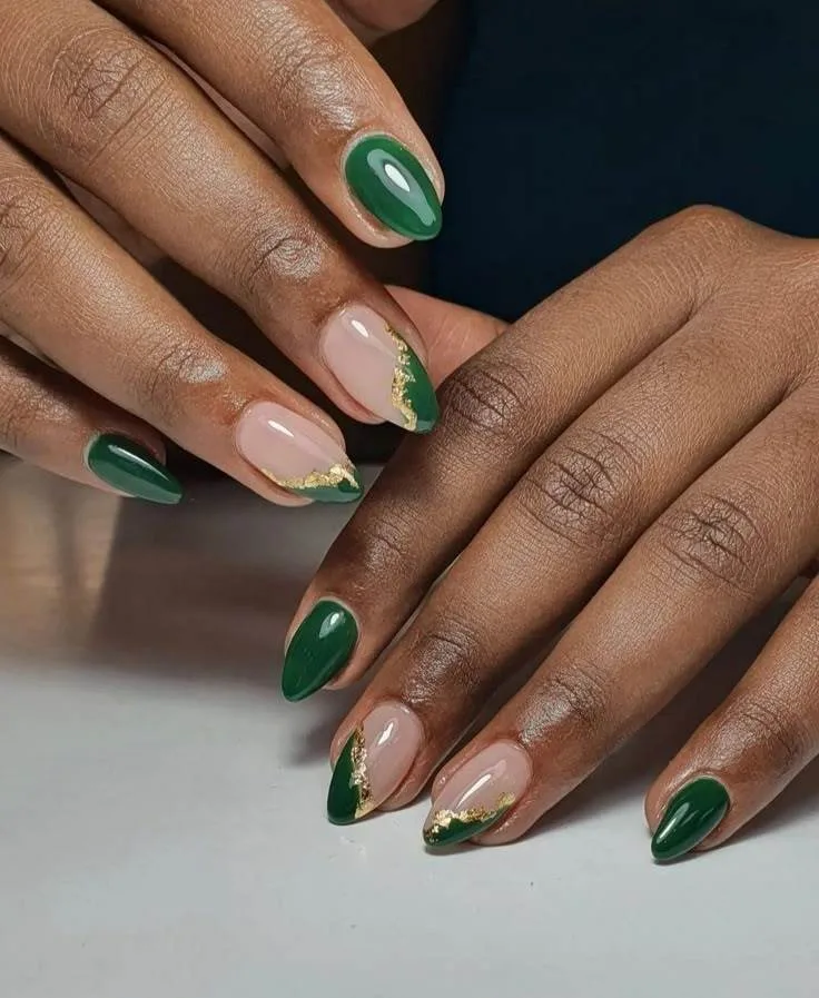 32 emerald and gold french tip nails tha 020 3f1b8f6918