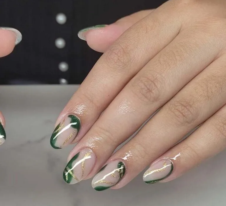32 emerald and gold french tip nails tha 021 e0c0dc3351