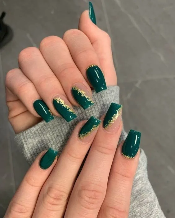 32 emerald and gold french tip nails tha 023 74a4709038