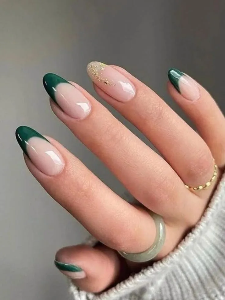 32 emerald and gold french tip nails tha 029 096f276c30