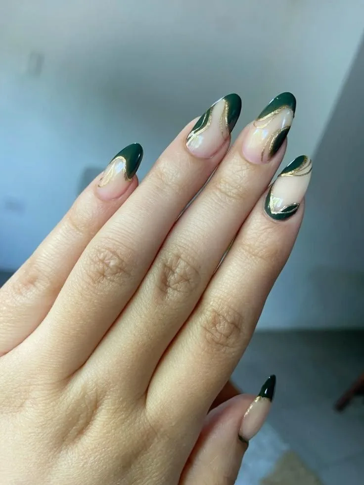 32 emerald and gold french tip nails tha 030 6d2ced63ff