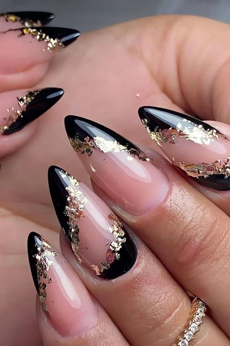 black and gold french tip nails 023 333e34def6