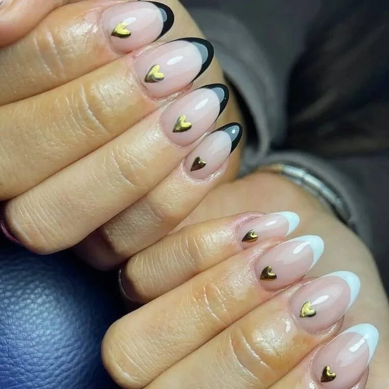 black and gold french tip nails 035 b4d0900b9b