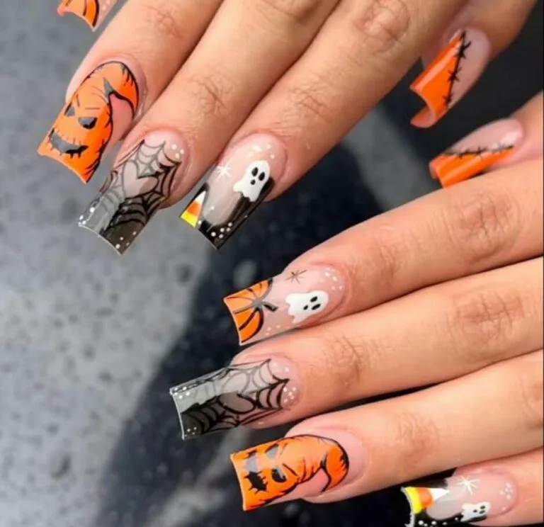 black and orange halloween nails 005 0fe5f15ed4