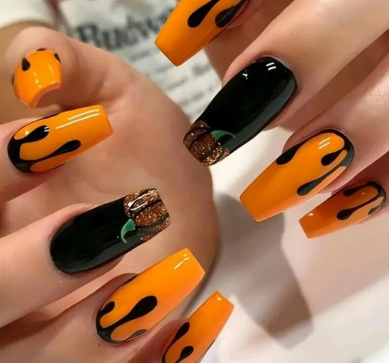 black and orange halloween nails 011 6d6af05a55