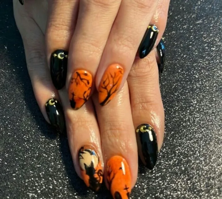 black and orange halloween nails 020 9349b8aae7