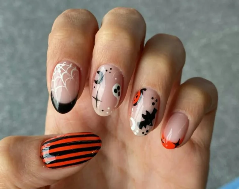 black and orange halloween nails 048 891df0d923
