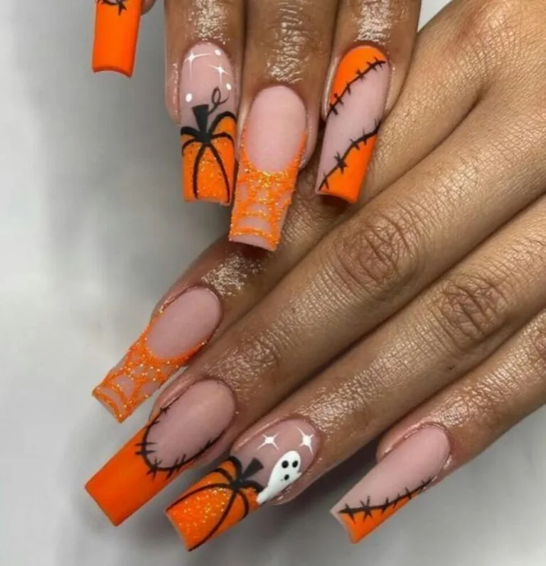 black and orange halloween nails 049 89c37985ce