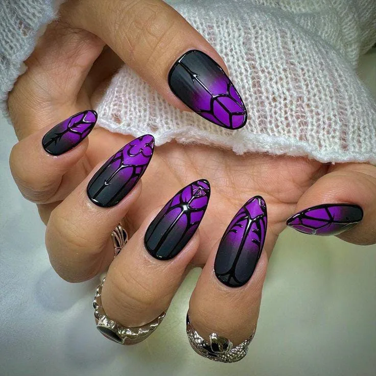 black and purple halloween nails 021 910aa420ba