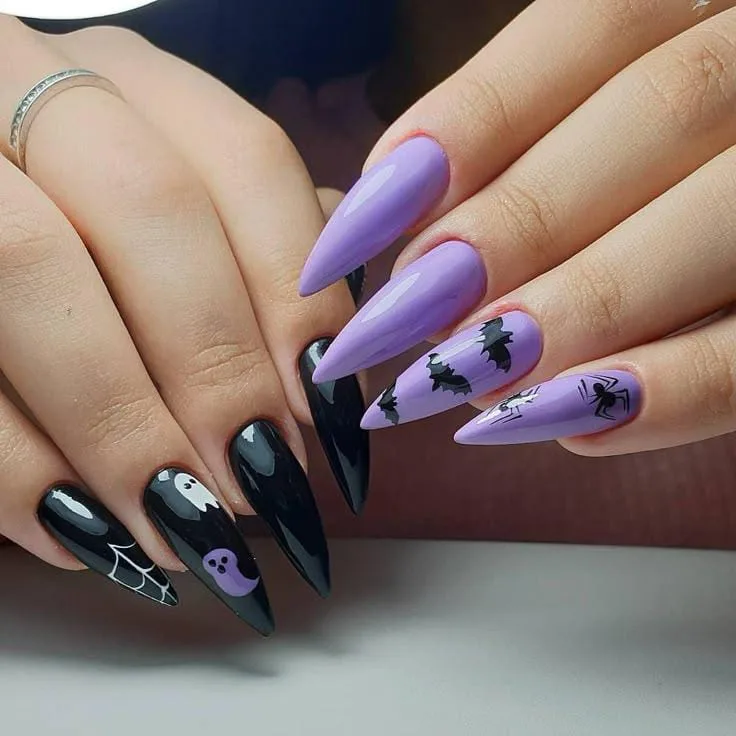 black and purple halloween nails 030 71eb2bc6ac