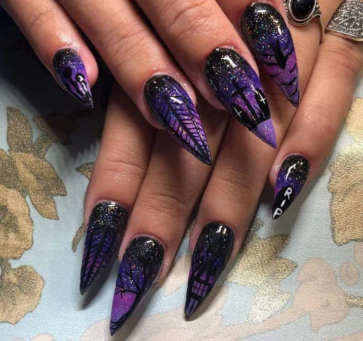 black and purple halloween nails 034 2471059a40