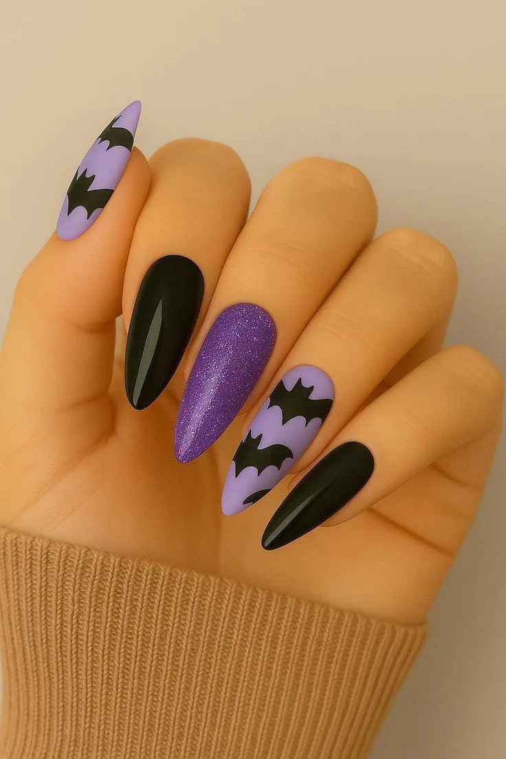 black and purple halloween nails 046 2b1ca537f0