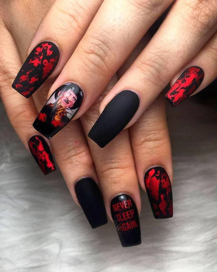 black and red halloween nails 019 763f435cd5