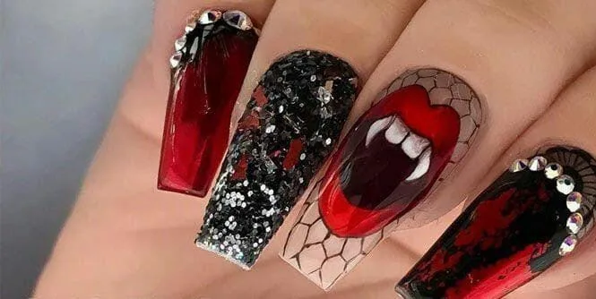 black and red halloween nails 024 8779b13e55