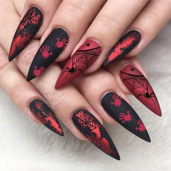 black and red halloween nails 045 b362f95438