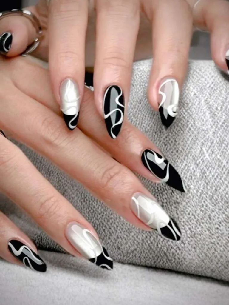 black and silver french tip nails 005 ee2f3d0f87