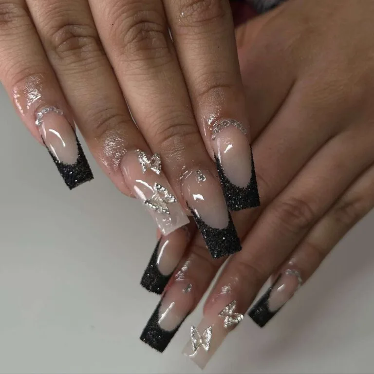 black and silver french tip nails 014 908dc6de38