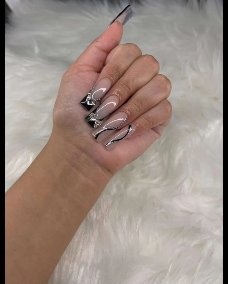 black and silver french tip nails 016 34a46777b5