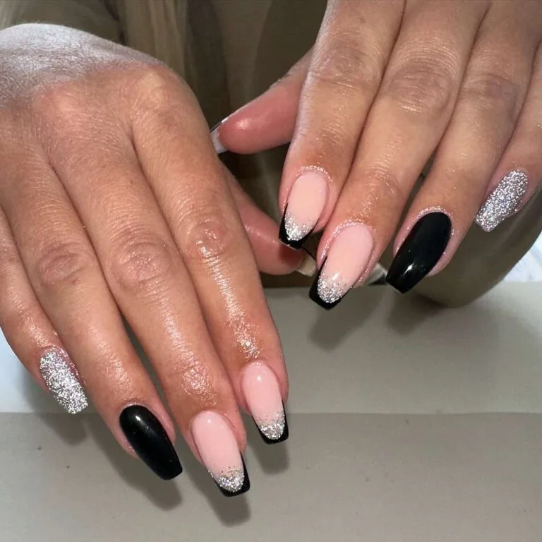 black and silver french tip nails 018 09b600197a