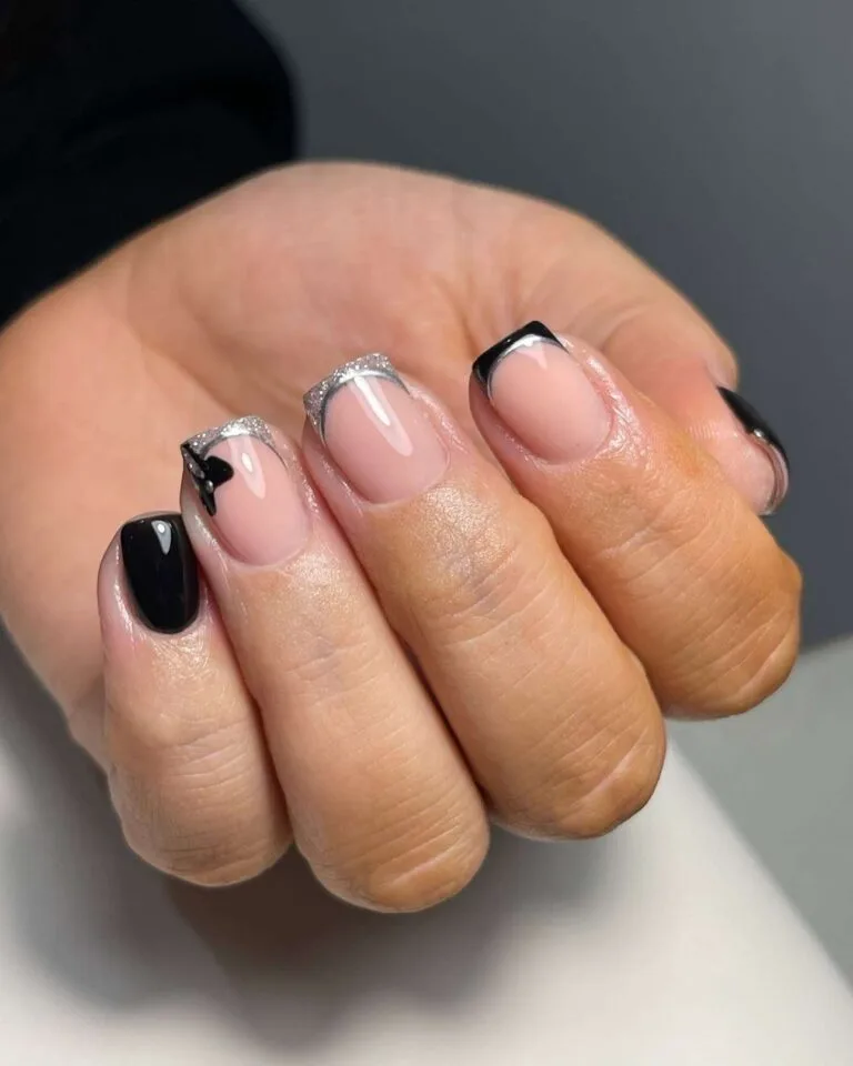 black and silver french tip nails 020 4e5f10abfe