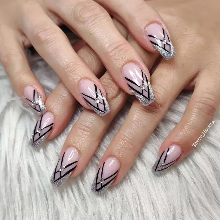 black and silver french tip nails 021 43498412d7