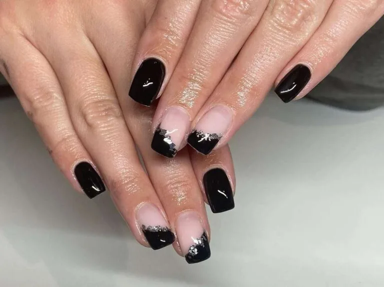 black and silver french tip nails 022 fa78d621b7