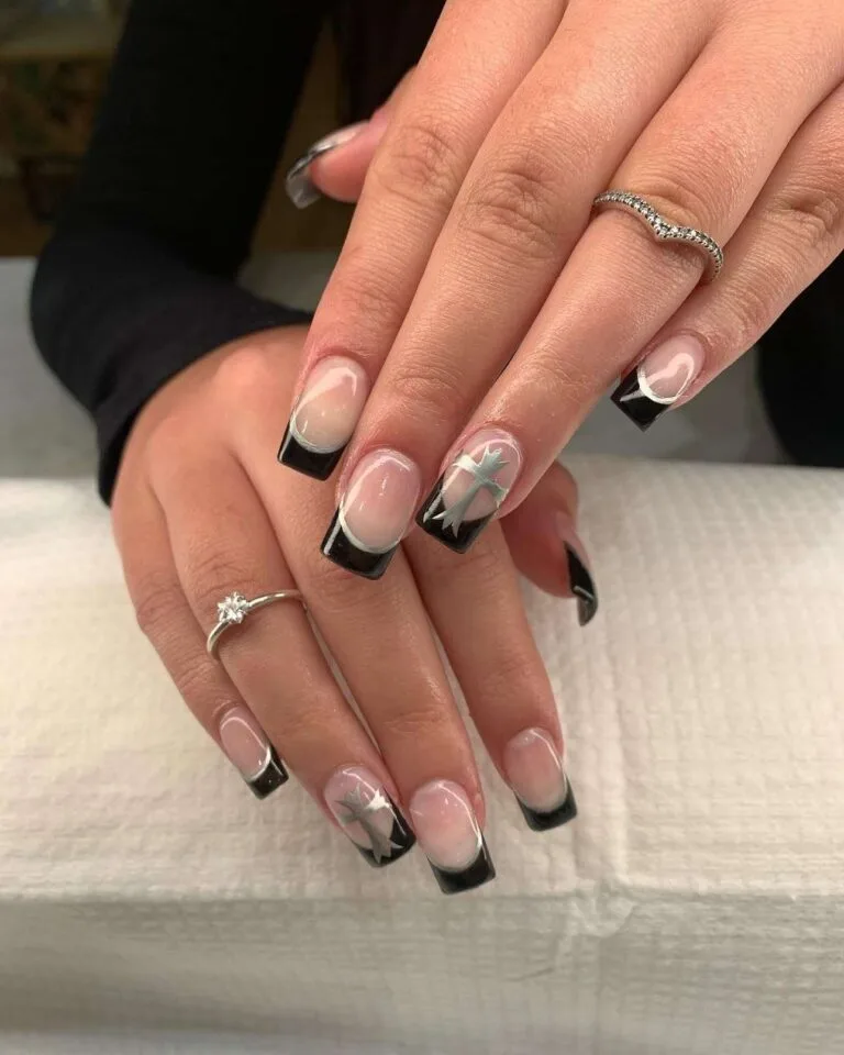black and silver french tip nails 023 0cb452c812