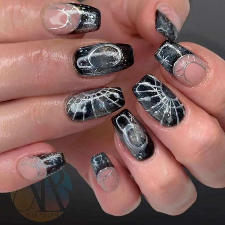 black and silver french tip nails 024 25c90a65d8