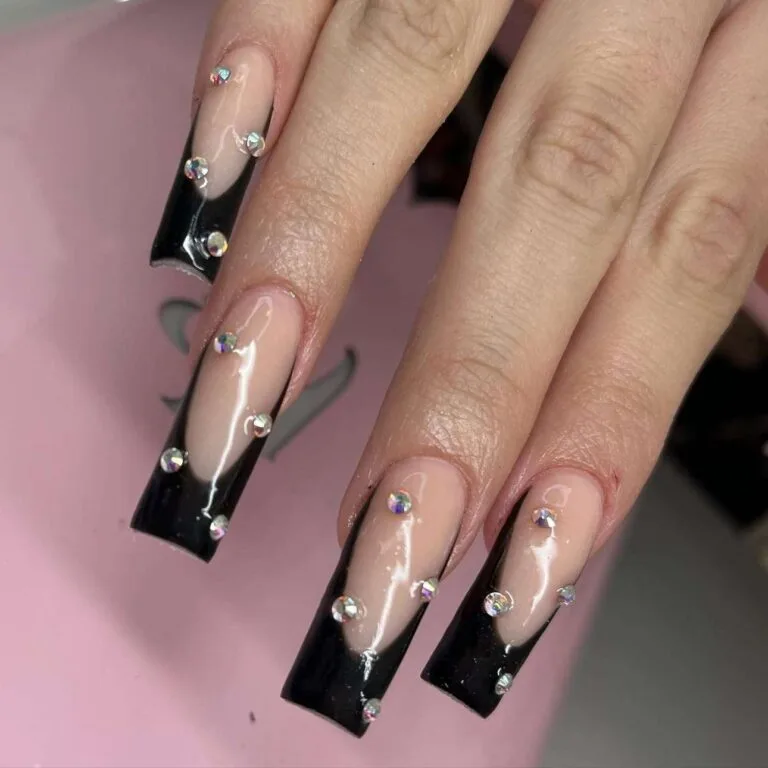 black and silver french tip nails 026 8209f2218f
