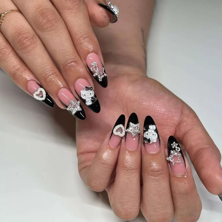 black and silver french tip nails 027 ef620ea7fe