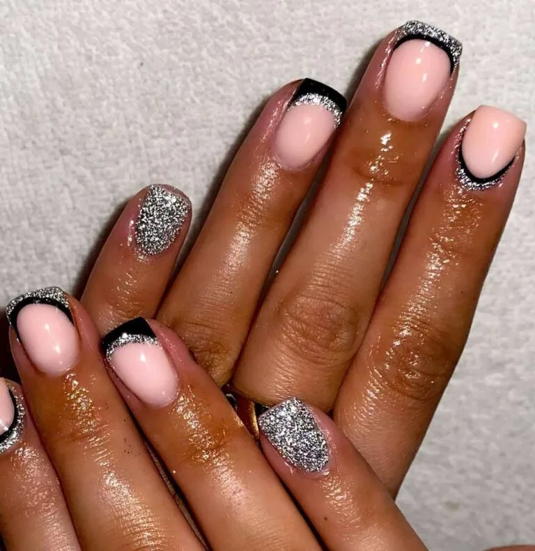 black and silver french tip nails 030 64f6c49b0f