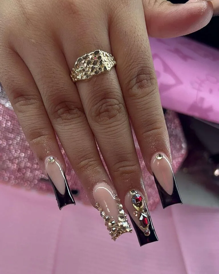 black and silver french tip nails 033 258e420d8b