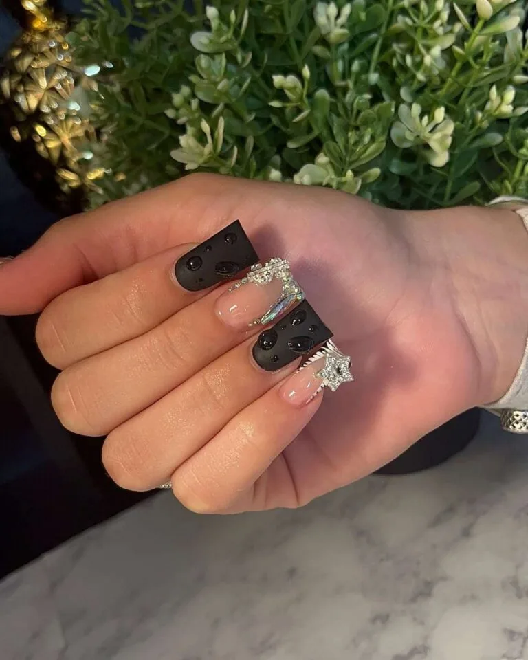 black and silver french tip nails 037 ffe77f9d70