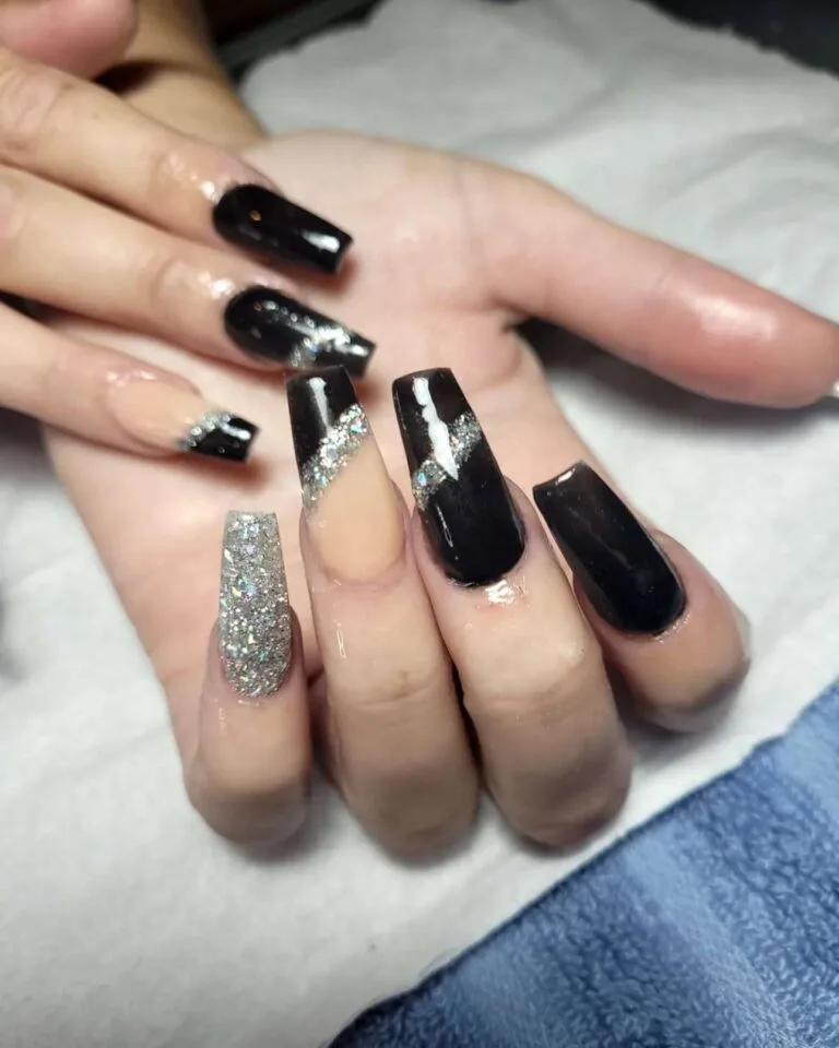 black and silver french tip nails 039 194724d9a1