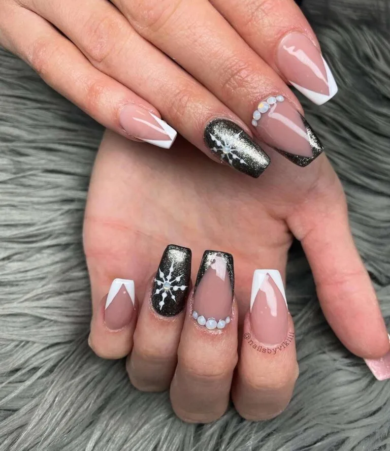 black and silver french tip nails 041 08009a821a