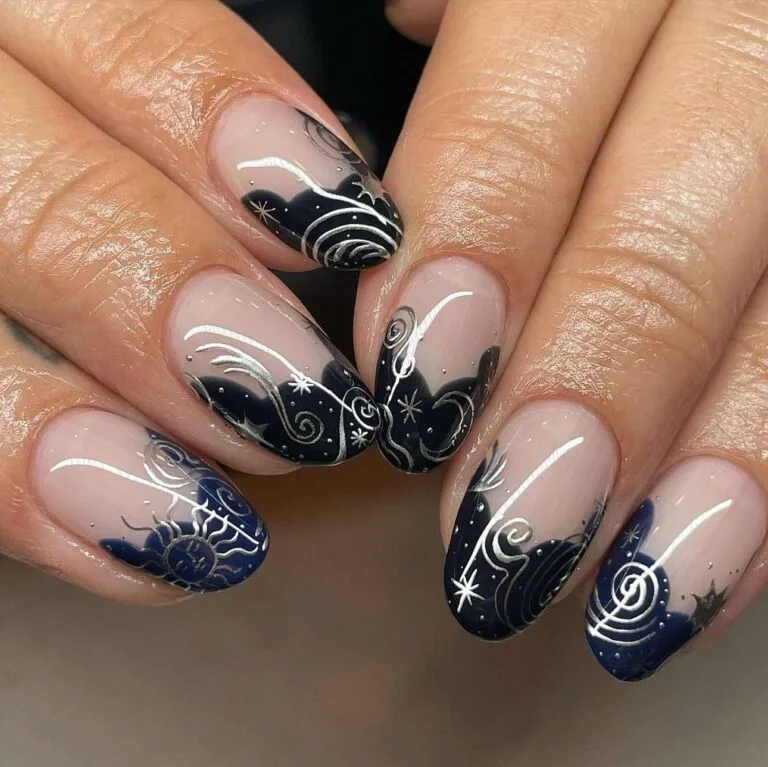 black and silver french tip nails 045 1f3fdaa714