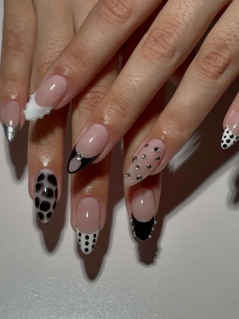 black and silver french tip nails 048 52d72ce84a