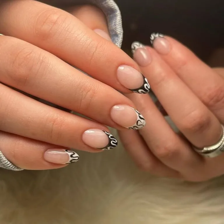 black and white french tip nail designs 002 285684665e