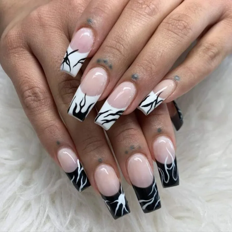 black and white french tip nail designs 003 714e044adf