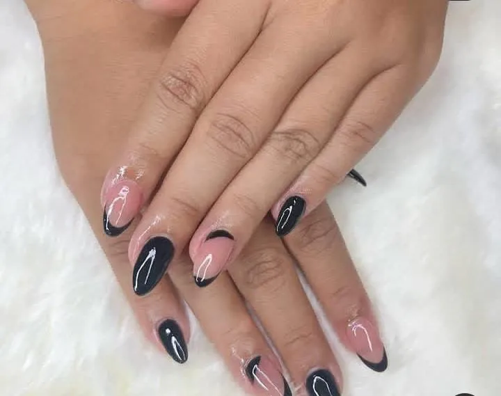 black french tip almond nails 013 c73b569e10