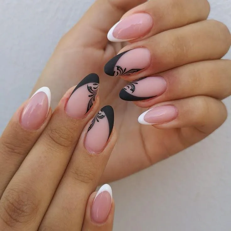 black french tip almond nails 034 29ec7a00e5