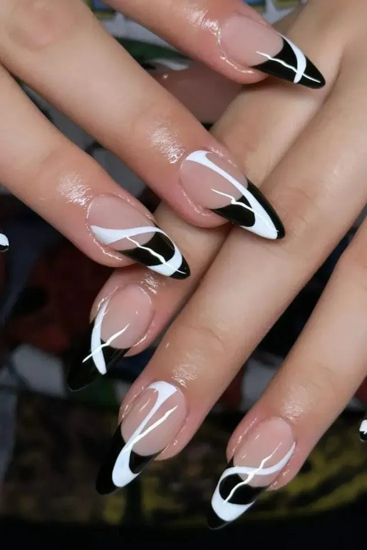 black french tip almond nails 036 9a6bec0822