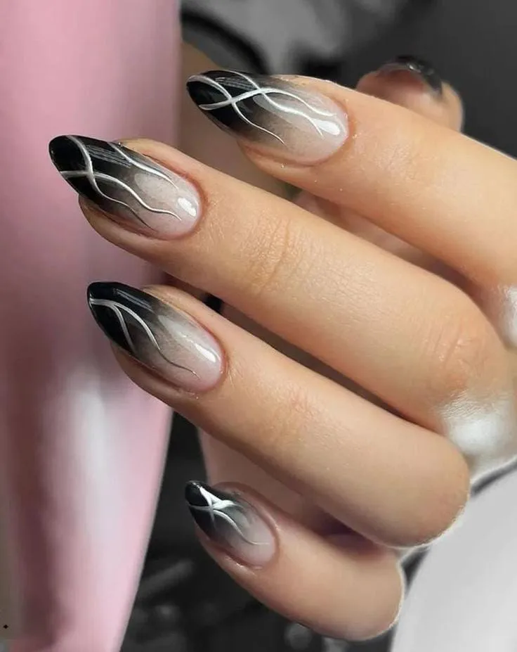 black french tip almond nails 037 ca5f16ba97