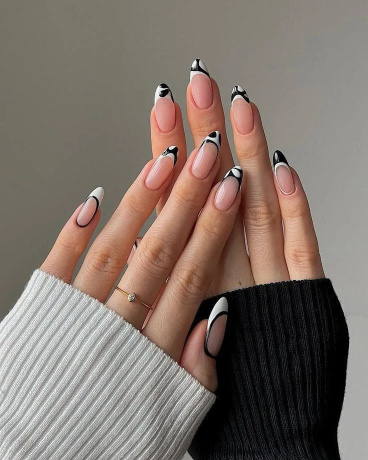 black french tip almond nails 048 6805005dc0
